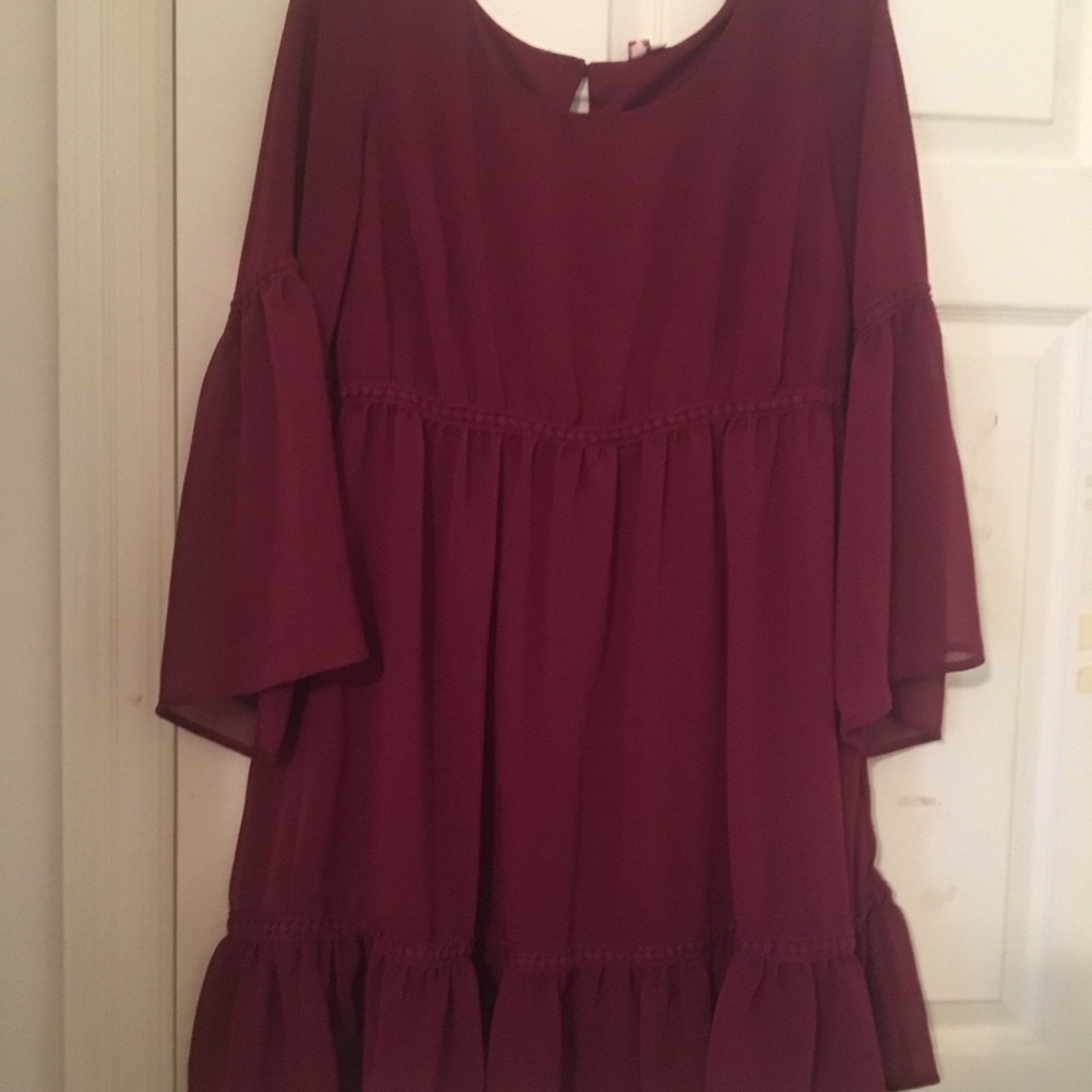 Maroon ruffle dress
